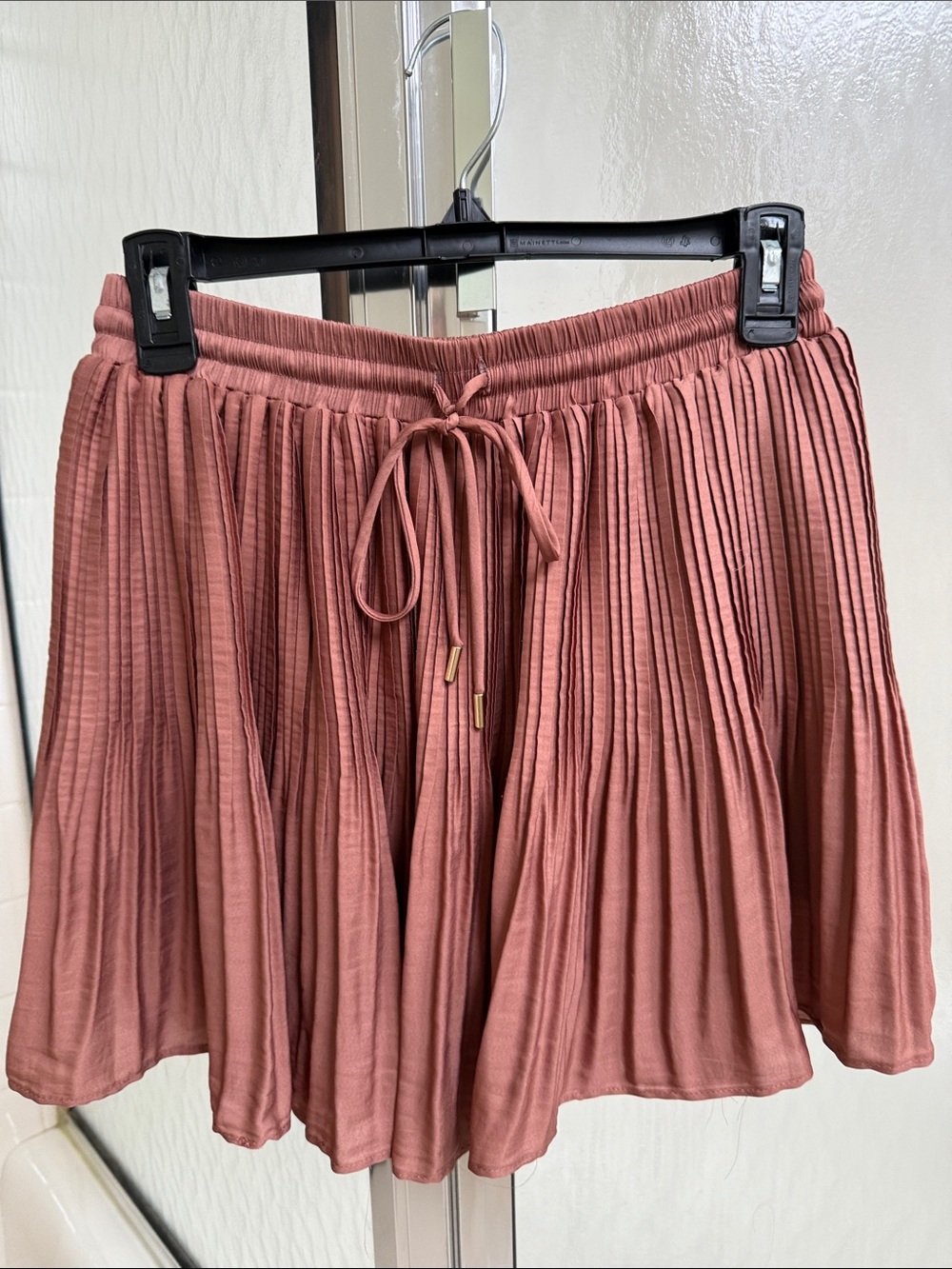 Pleated Circle Skirt with Drawstring in Dusty Rose